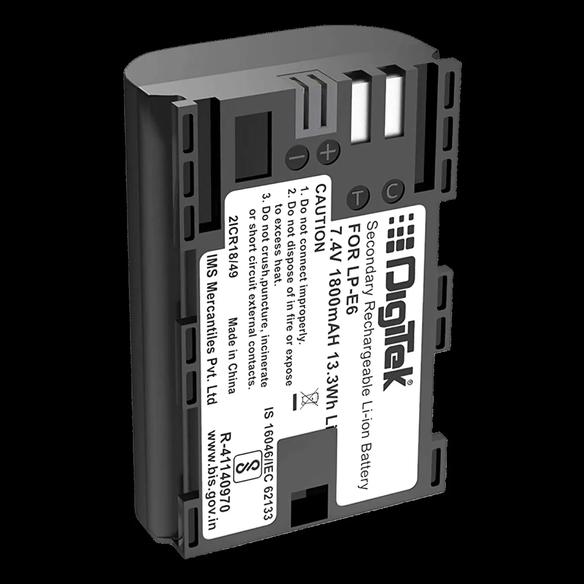 DigiTek LP-E6 New 1800 mAh Li-ion Rechargeable Battery for EOS 5D Mark IV, 5Ds, 5DS R, 6D and 6D Mark II