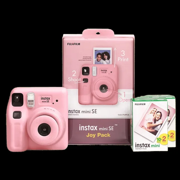 FUJIFILM Instax Mini SE Joy Pack Instant Camera with 40 Shots (Pink)