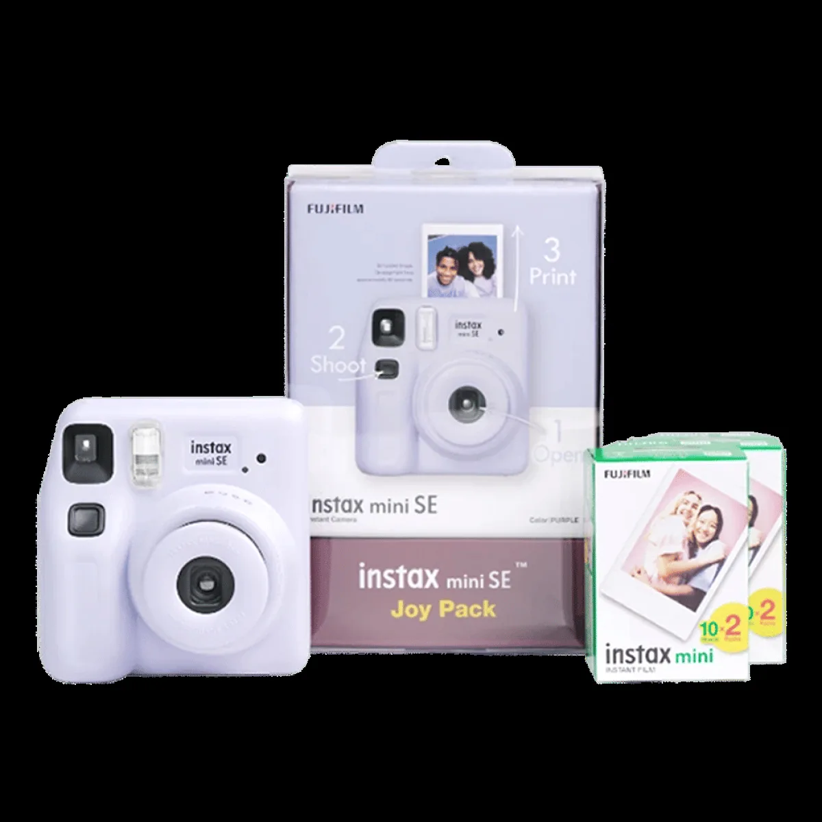 FUJIFILM Instax Mini SE Joy Pack Instant Camera with 40 Shots (Purple)