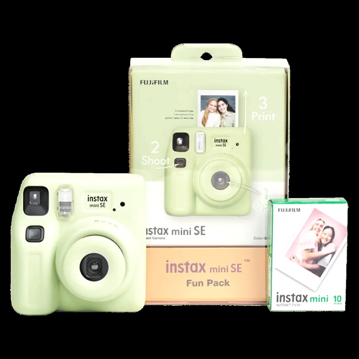 FUJIFILM Instax Mini SE Fun Pack Instant Camera with 10 Shots (Green)