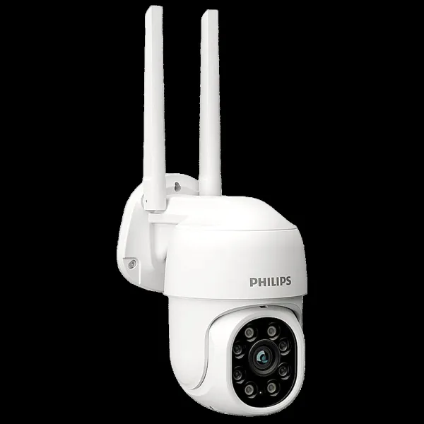 PHILIPS HSP3800 360 Degree Outdoor CCTV Security Camera (IP65 Weatherproof Rating, White)