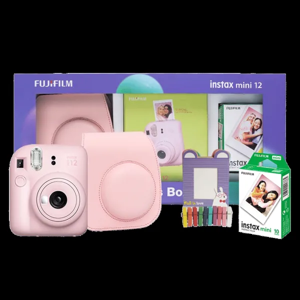 FUJIFILM Instax Mini 12 Moments Box Instant Camera with 20 Shots (Blossom Pink)