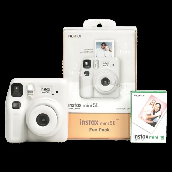 FUJIFILM Instax Mini SE Fun Pack Instant Camera with 10 Shots (Gray)