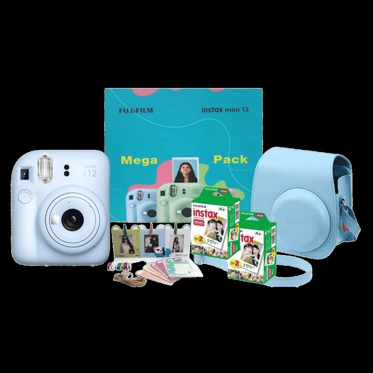 FUJIFILM Instax Mini 12 Mega Pack Instant Camera with 40 Shots (Pastel Blue)