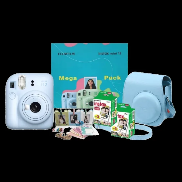 FUJIFILM Instax Mini 12 Mega Pack Instant Camera with 40 Shots (Pastel Blue)