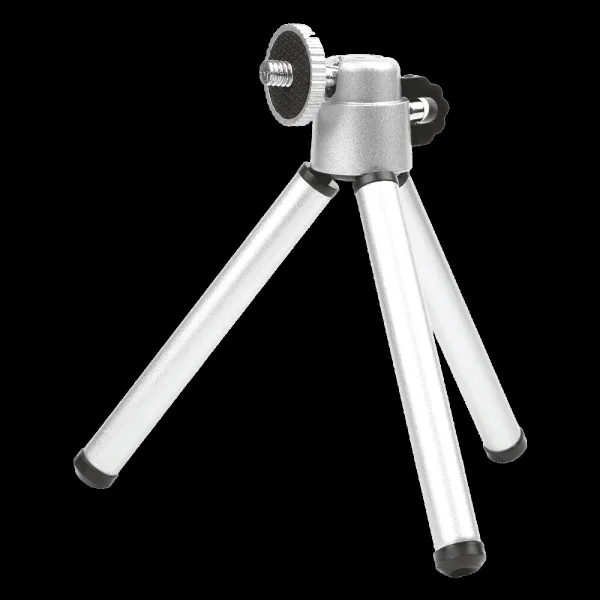 HIFFIN Mini 17.5cm Adjustable Tripod for Mobile and Camera (360 Degree Rotatable, Silver)