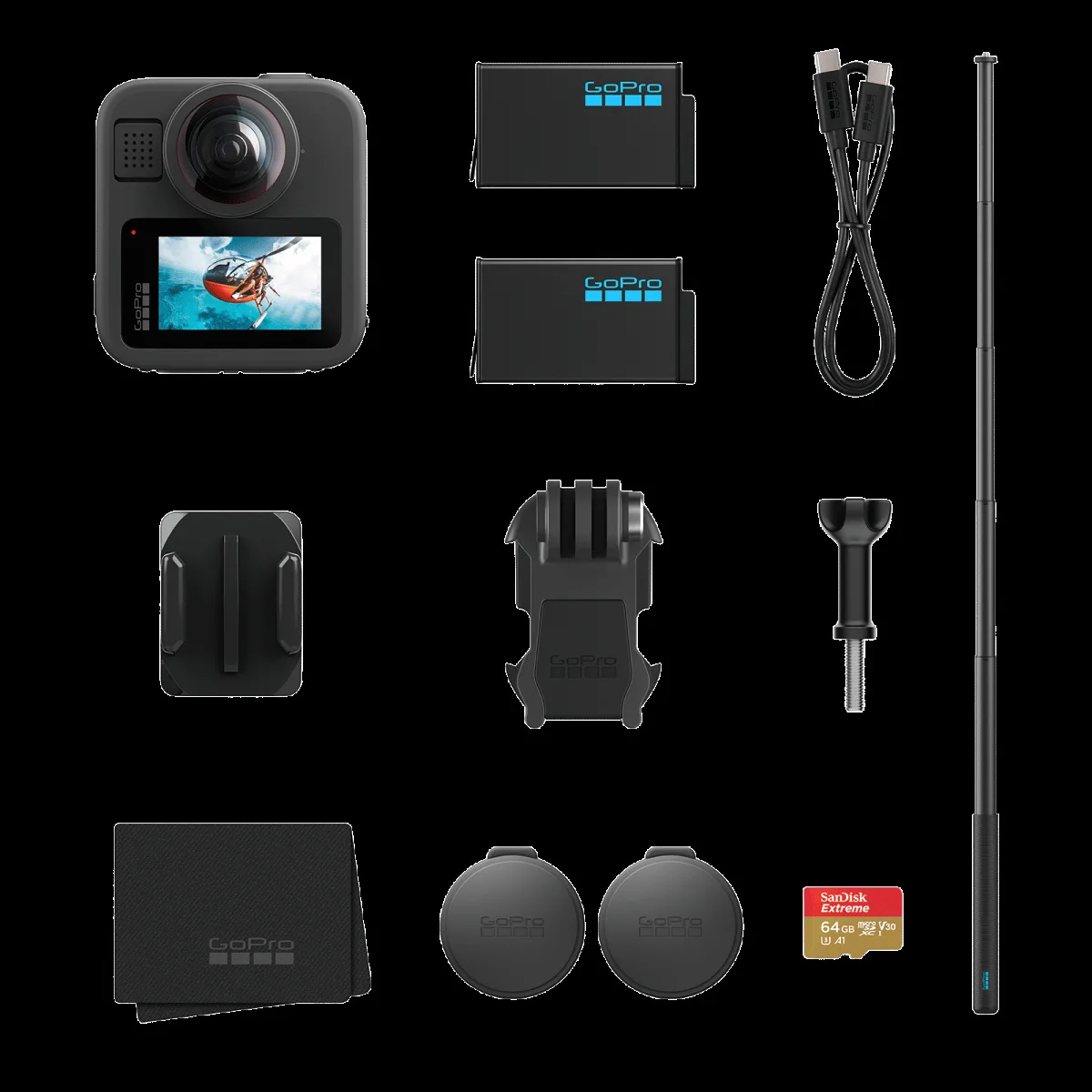 GoPro MAX2 Bundle 8K and 29MP 100 FPS Waterproof Action Camera with Max HyperSmooth Video Stabilization (Black)