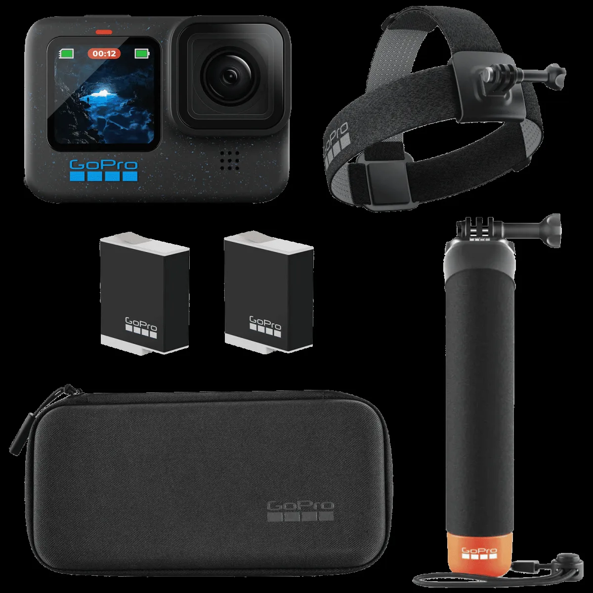 GoPro HERO12 Holiday Bundle 5.3K and 27MP 240 FPS Waterproof Sports Action Camera with Hyper Smooth 6.0 Technology (Black)