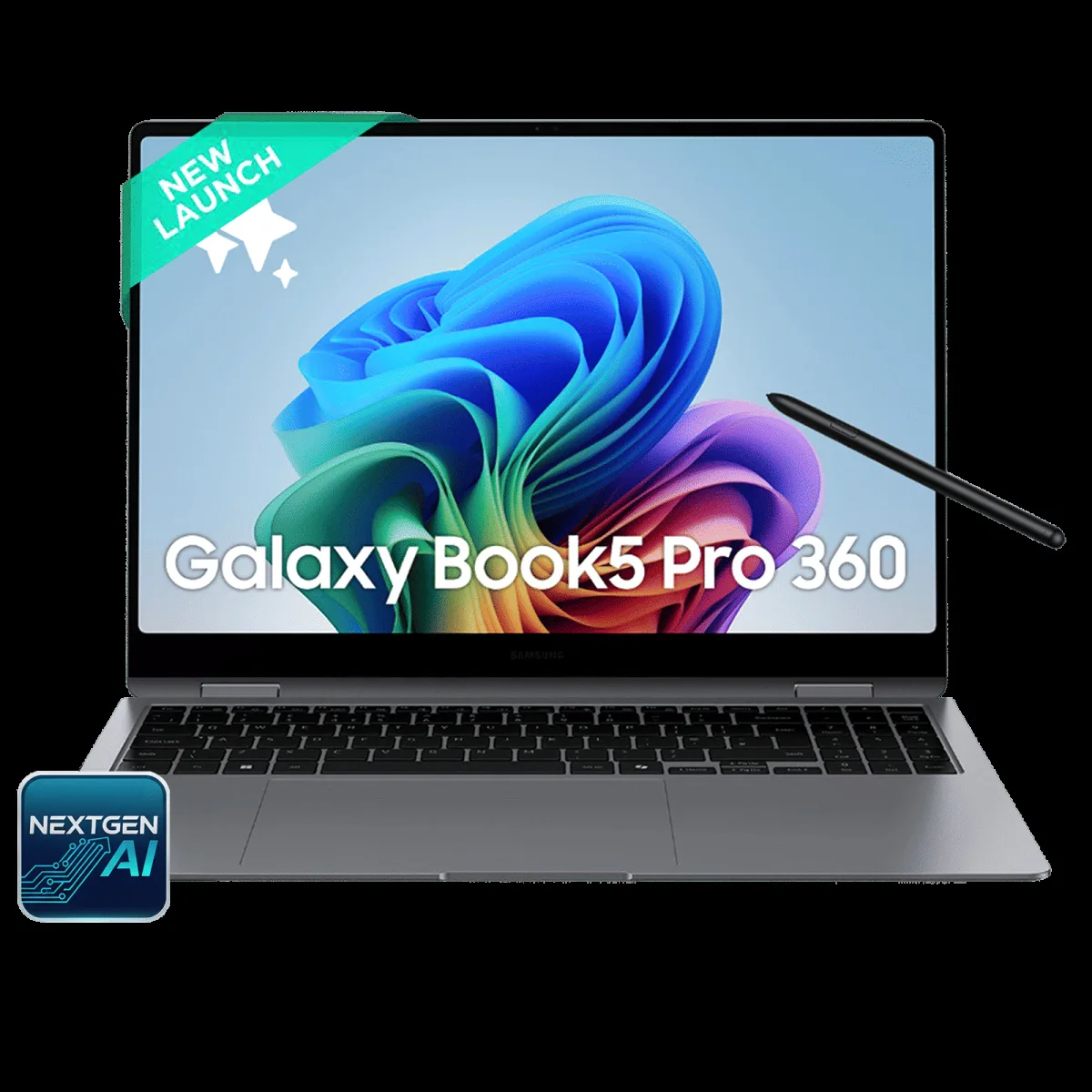 SAMSUNG Galaxy Book5 Pro 360 Intel Core Ultra 7 Touchscreen 2-in-1 Laptop (16GB, 512GB SSD, Windows 11 Home, 8GB Graphics, 15.9 inch WQXGA Plus AMOLED Display, MS Office 2021, Gray, 1.69 KG)