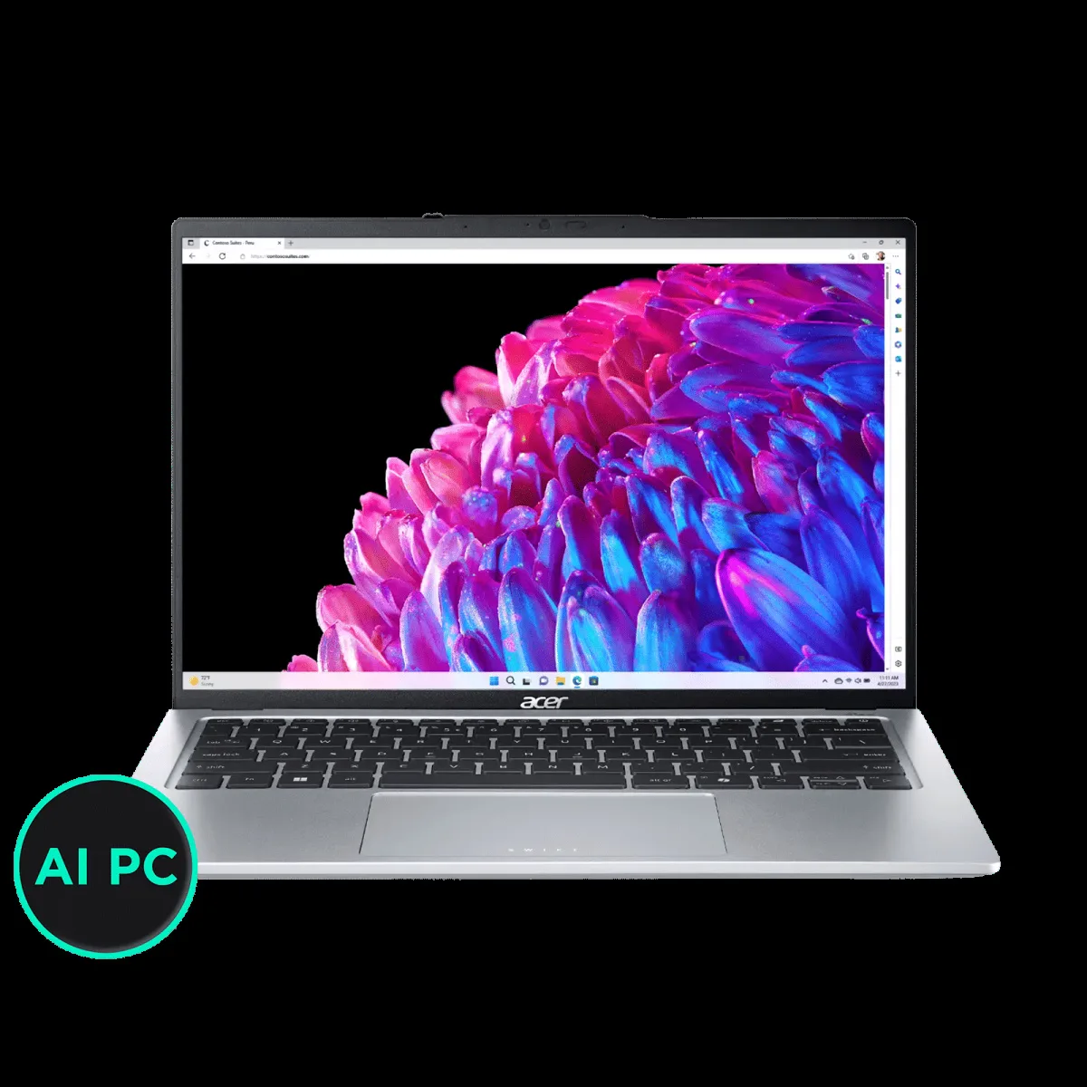 acer Swift Go 14 SFG14-73T Intel Core Ultra 7 Touchscreen Thin & Light Laptop (16GB, 1TB SSD, Windows 11 Home, 14 inch OLED IPS Display, MS Office, Pure Silver, 1.32 KG)