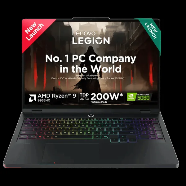 Lenovo Legion Pro 5 16AFR10 AMD Ryzen 9 Gaming Laptop (32GB, 1TB SSD, Windows 11 Home, 8GB Graphics, 16 Inch 165 Hz WQXGA OLED Display, NVIDIA GeForce RTX 5060, MS Office Home 2024, Eclipse Black, 2.3 KG)