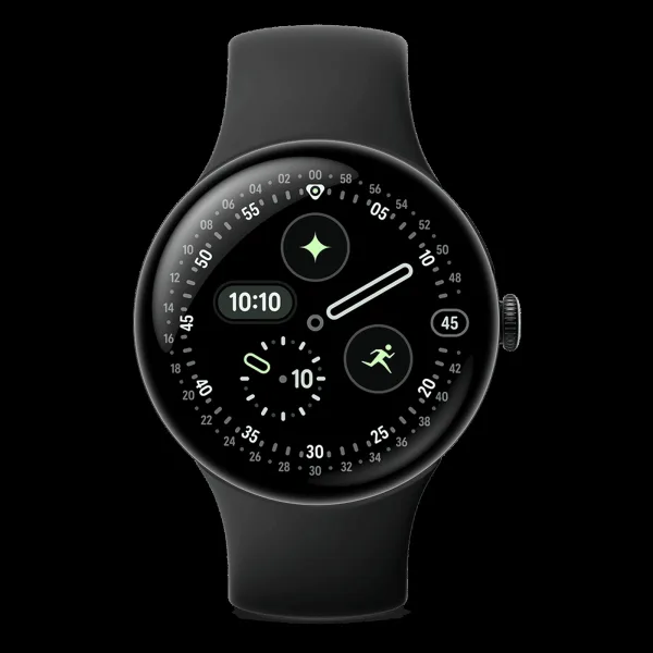 Google Pixel Watch 4 Wi-Fi+Bluetooth Wear OS 6.0 Smartwatch (45mm AMOLED LTPO Display, Qualcomm Snapdragon W5 Gen 2 Cortex-M55, Health Tracking Insights, Obsidian Active Band)