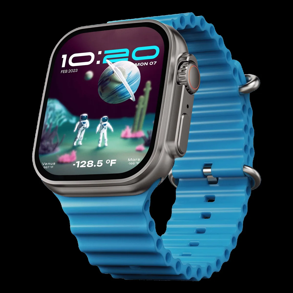 GOBOULT Crown Bluetooth Calling Android OS Smartwatch (49.5mm HD Display, Working Crown, Blue Strap)