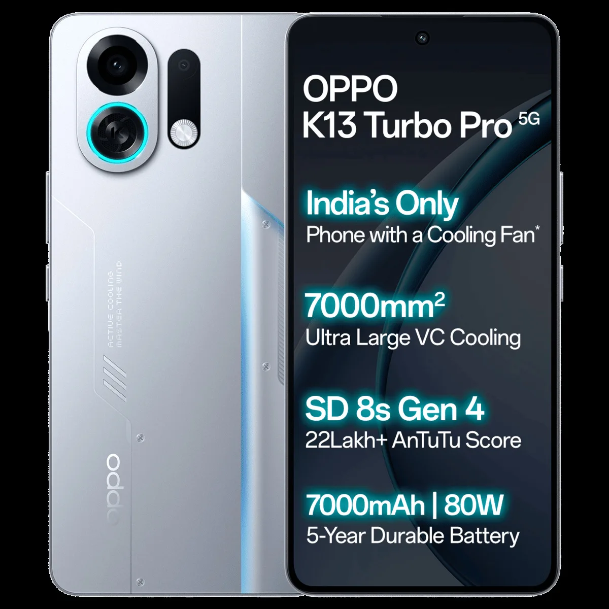 oppo K13 Turbo Pro 5G (8GB RAM, 256GB, Silver Knight)