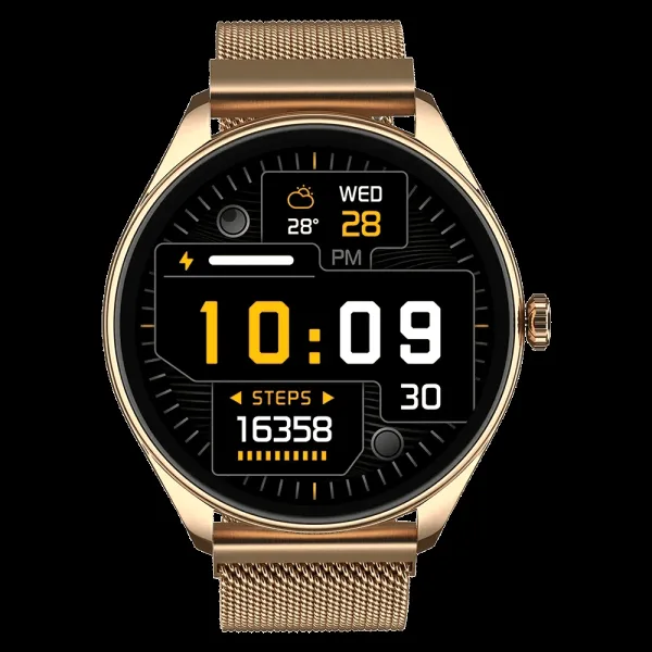 noise NoiseFit Twist 2 Smartwatch with Bluetooth Calling (36.32mm, AMOLED Display, IP67 Water Resistant, Gold Link Strap)