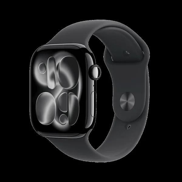 Apple Watch Series 11 GPS+Cellular with Black Sport Band - M/L (46mm Retina LTPO3 OLED Display, Jet Black Aluminium Case)
