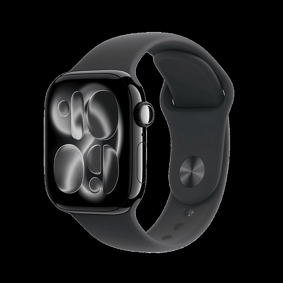 Apple Watch Series 11 GPS with Black Sport Band - M/L (46mm Retina LTPO3 OLED Display, Jet Black Aluminium Case)