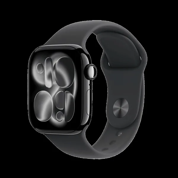 Apple Watch Series 11 GPS with Black Sport Band - M/L (46mm Retina LTPO3 OLED Display, Jet Black Aluminium Case)