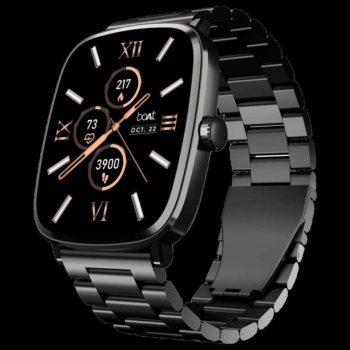 boAt Ultima Regal Smartwatch with Bluetooth Calling (51mm AMOLED Display, IP68 Water Resistant, Steel Black Strap)