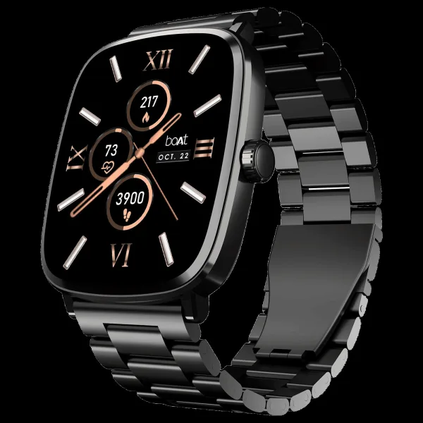 boAt Ultima Regal Smartwatch with Bluetooth Calling (51mm AMOLED Display, IP68 Water Resistant, Steel Black Strap)