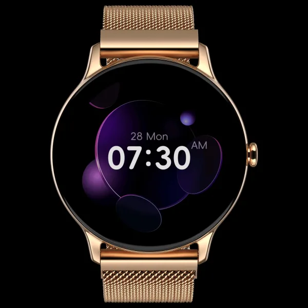 noise Twist Go Smartwatch with Bluetooth Calling (35mm TFT Display, IP67 Water Resistant, Gold Link Strap)