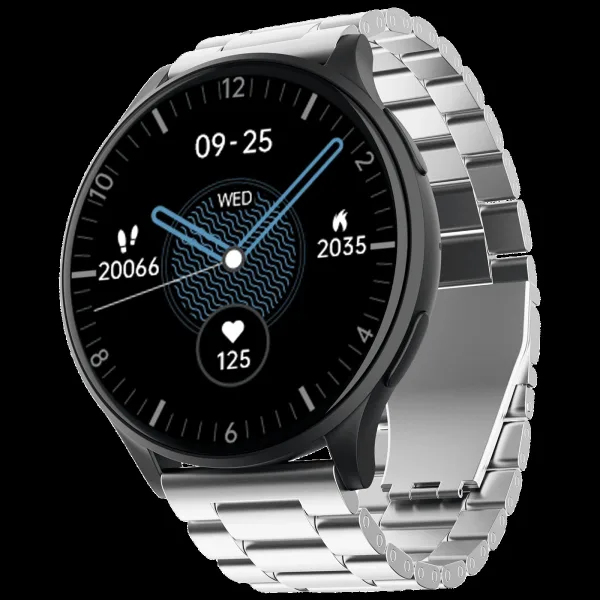 boAt Lunar Prime Smartwatch with Bluetooth Calling (36.8mm AMOLED Display, IP67 Sweat Resistant, Steel Silver Strap)