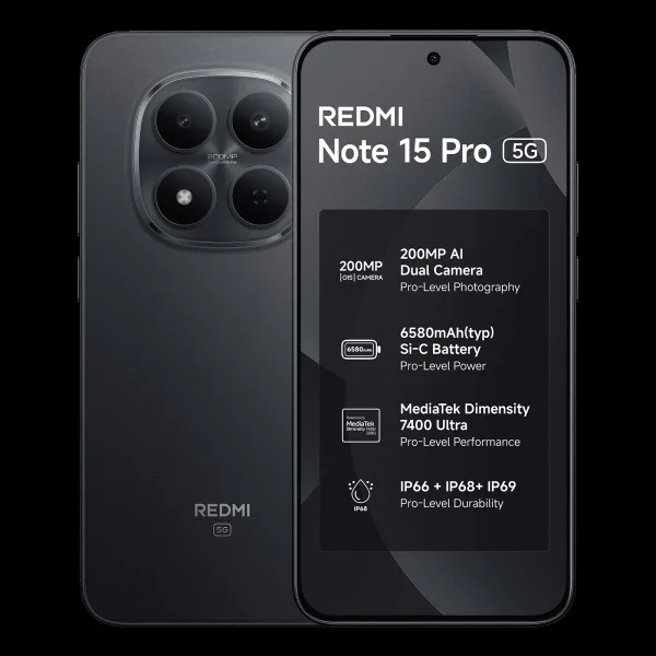 Redmi Note 15 Pro 5G (8GB RAM, 256GB, Carbon Black)