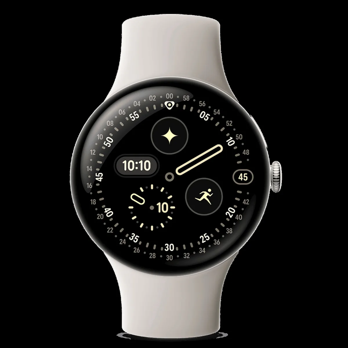 Google Pixel Watch 4 Wi-Fi+Bluetooth Wear OS 6.0 Smartwatch (45mm AMOLED LTPO Display, Qualcomm Snapdragon W5 Gen 2 Cortex-M55, Health Tracking Insights, Porcelain Active Band)