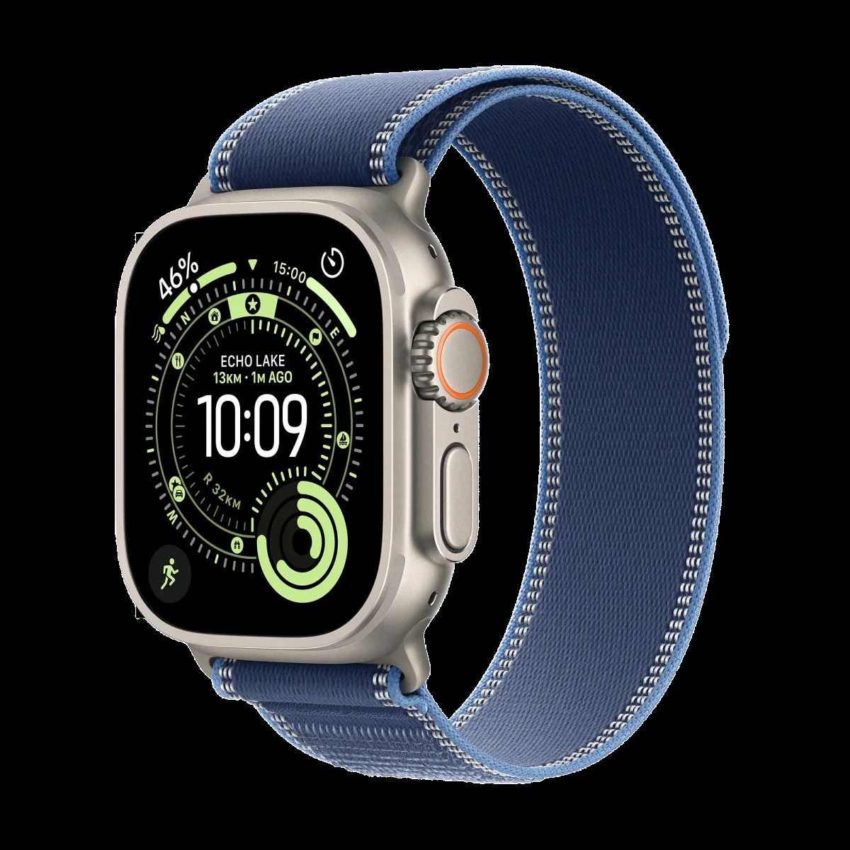 Apple Watch Ultra 3 GPS+Cellular with Blue/Bright Blue Trail Loop - S/M (49mm Retina LTPO3 OLED Display, Natural Titanium Case)