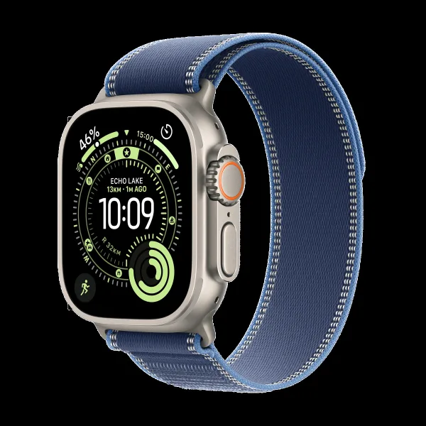 Apple Watch Ultra 3 GPS+Cellular with Blue/Bright Blue Trail Loop - S/M (49mm Retina LTPO3 OLED Display, Natural Titanium Case)