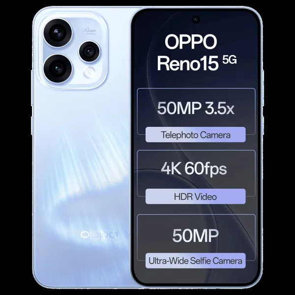 oppo Reno15 5G (8GB RAM, 256GB, Aurora Blue)
