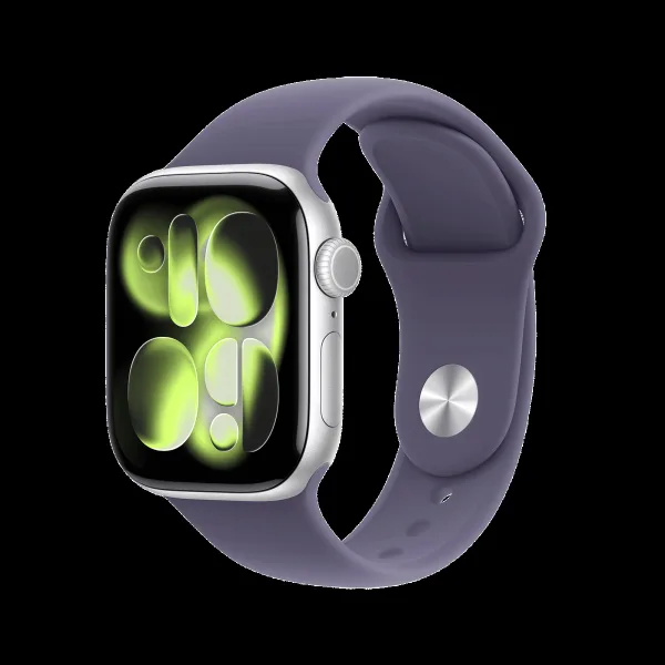 Apple Watch Series 11 GPS with Purple Fog Sport Band - M/L (46mm Retina LTPO3 OLED Display, Silver Aluminium Case)