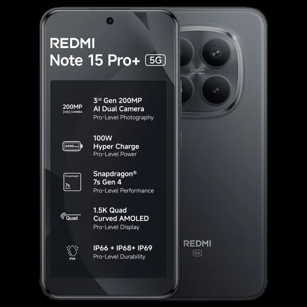 Redmi Note 15 Pro Plus 5G (12GB RAM, 512GB, Carbon Black)