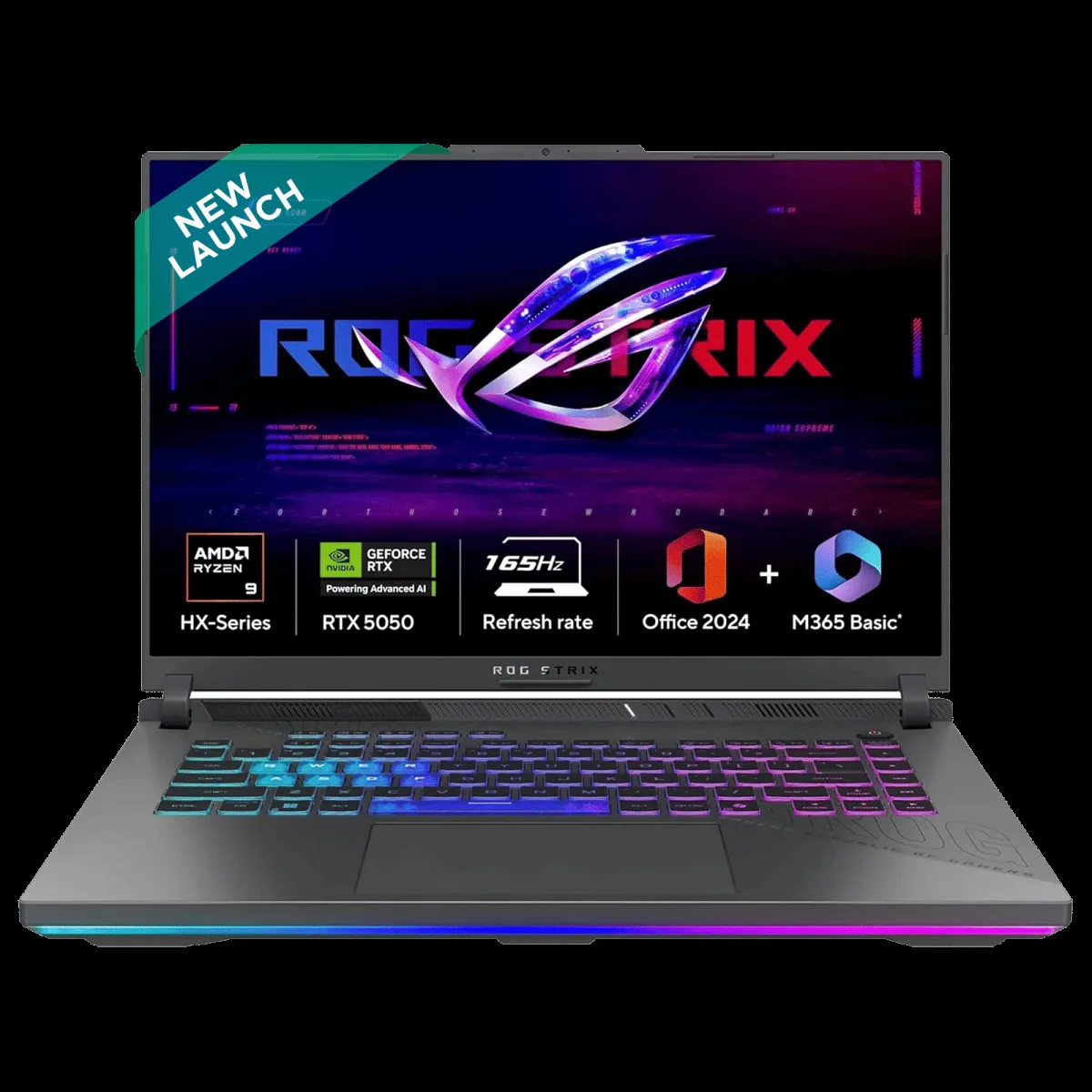 ASUS ROG Strix G16 AMD Ryzen 9 Gaming Laptop (16GB, 1TB SSD, Windows 11 Home, 16 inch 165 Hz WUXGA IPS Display, NVIDIA GeForce RTX 5050, MS Office Home 2024, Eclipse Gray, 2.5 KG)