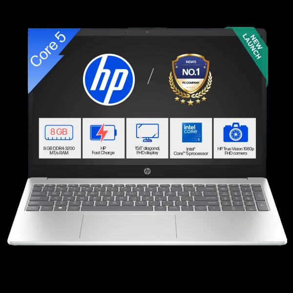 HP 15-fd0651TU Intel Core 5 Laptop (8GB, 512GB SSD, Windows 11 Home, 15.6 inch Full HD Display, MS Office Home 2024, Natural Silver, 1.59 KG)