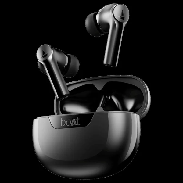 boAt Airdopes 300 TWS Earbuds with AI Environmental Noise Cancellation (IPX4 Water Proof, Splash & Sweat Resistance, 50 Hours Playback, Gunmetal Black)