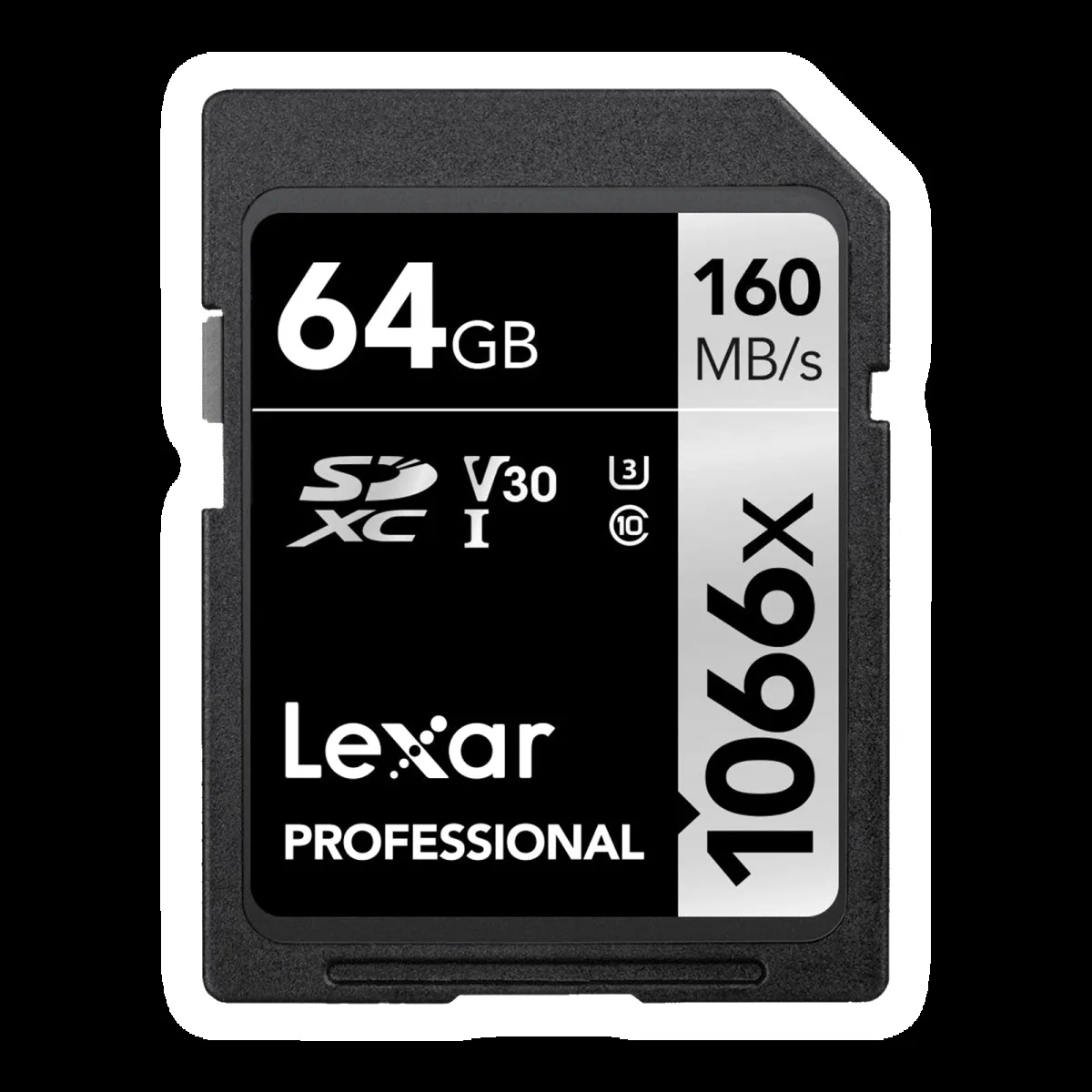 Lexar Professional 1066x SILVER Series SDXC 64GB Class 10, Class 3, Class 30 160MB/s Memory Card