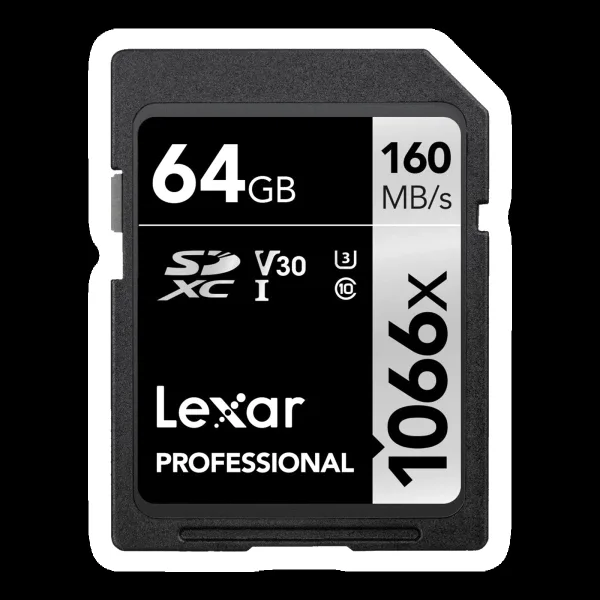 Lexar Professional 1066x SILVER Series SDXC 64GB Class 10, Class 3, Class 30 160MB/s Memory Card