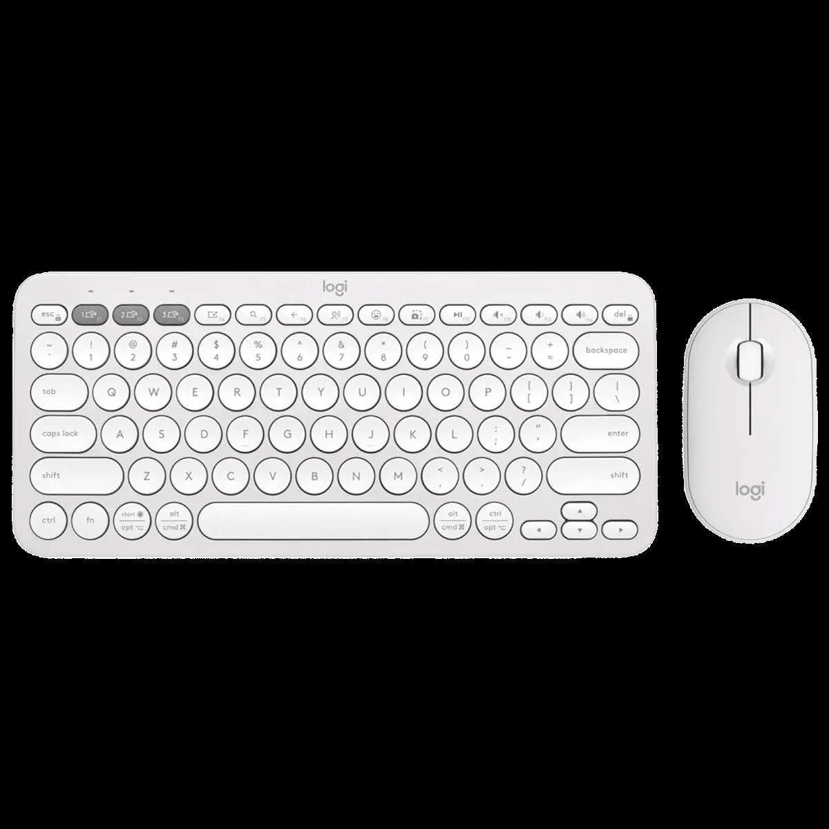 logitech Pebble 2 Wireless Keyboard and Mouse Combo (Quiet and Customizable, Tonal White)