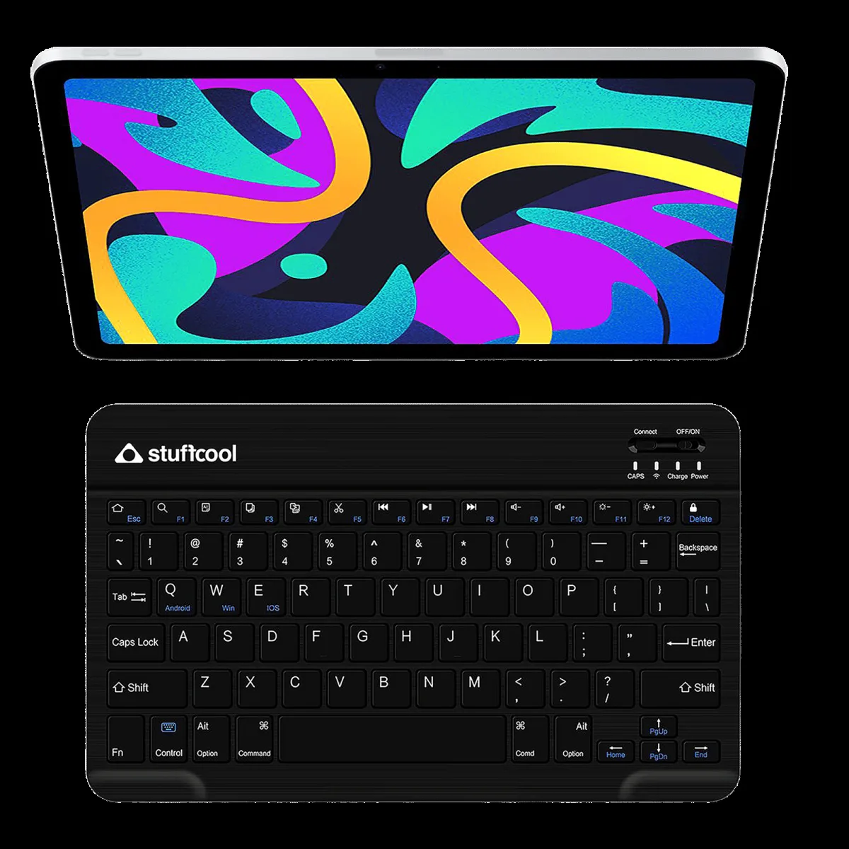 stuffcool BK-630 Rechargeable Bluetooth Wireless Keyboard with LED Indicator (On/Off Switch, Black)