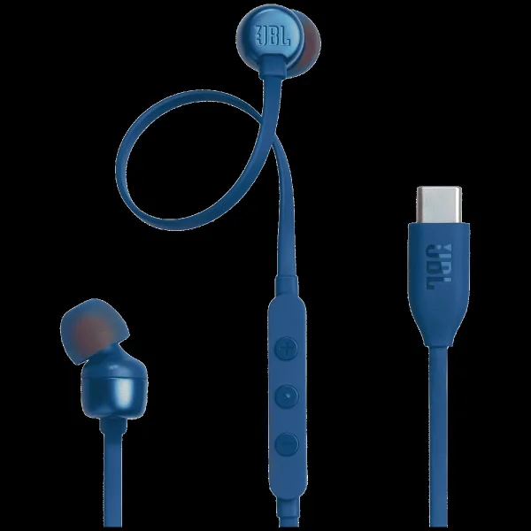 JBL T310C Wired Earphone with Mic (USB Type-C Connector, In Ear, Blue)