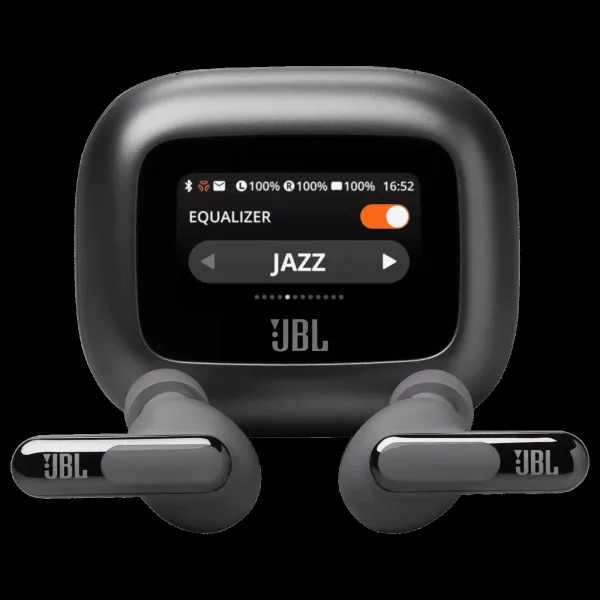 JBL Live Beam 3 TWS Earbuds with Adaptive Noise Cancellation (IP55 Waterproof & Dustproof, Touchscreen Display, Black)