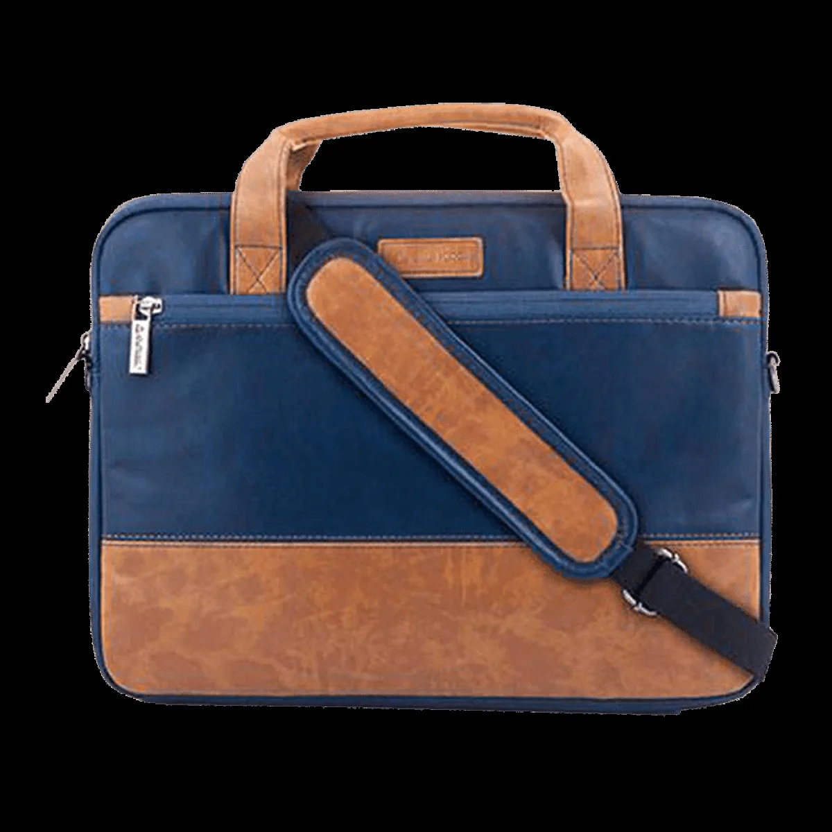 stuffcool Lush Faux Leather Laptop Sling Bag for 14 Inch Laptop (Detachable & Adjustable Shoulder Strap, Blue/Brown)