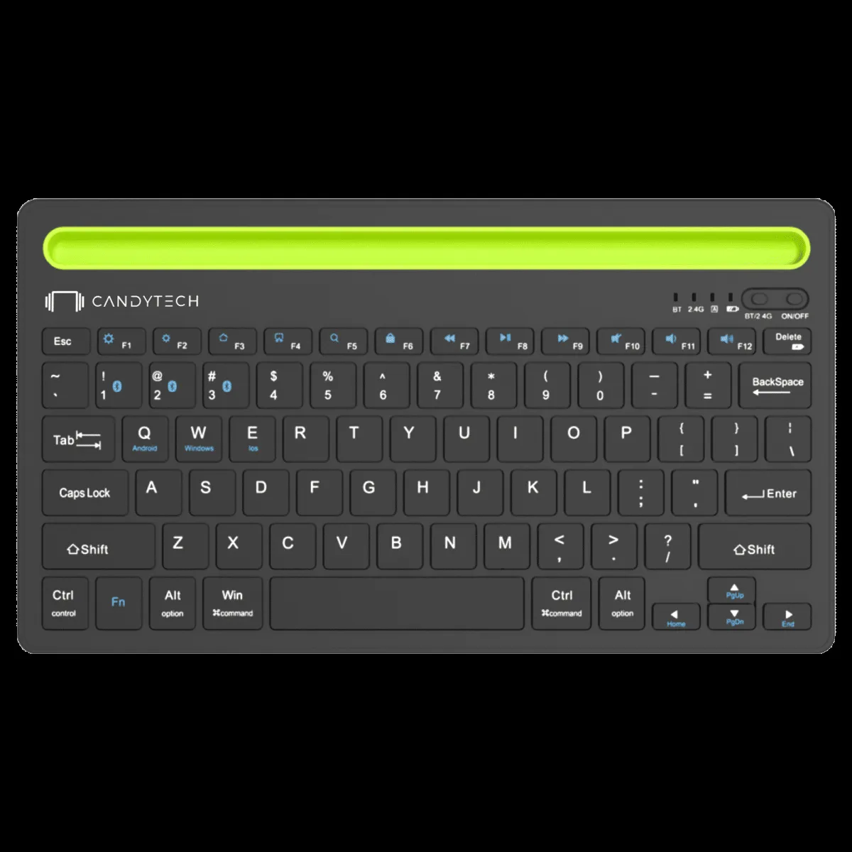 Candytech Hydra Pad Bluetooth Keyboard for Tablets with Type C Charging (Compact Size, Black)