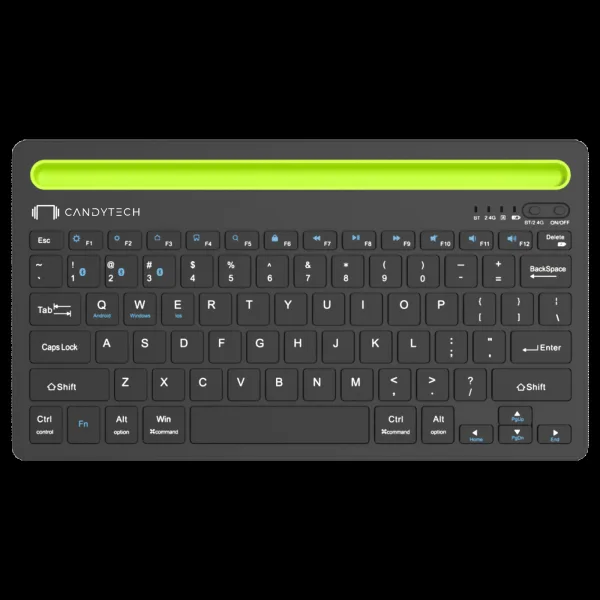 Candytech Hydra Pad Bluetooth Keyboard for Tablets with Type C Charging (Compact Size, Black)