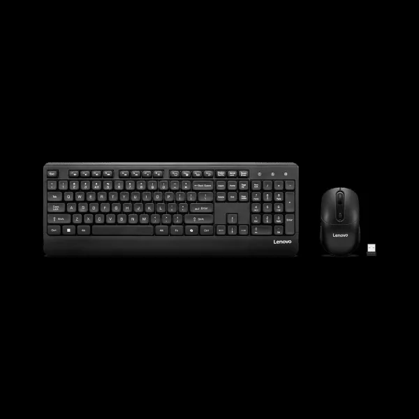 Lenovo 210 USB A Wireless Keyboard & Mouse Combo (104 Keys, 1600DPI Adjustable, Ambidextrous, Black)