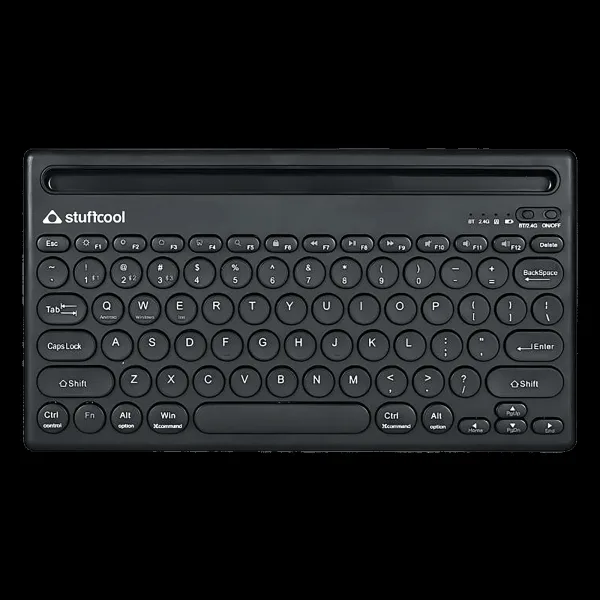 stuffcool BK-720 Rechargeable Bluetooth Wireless Keyboard with LED Indicator (Multi Device Connection, Black)