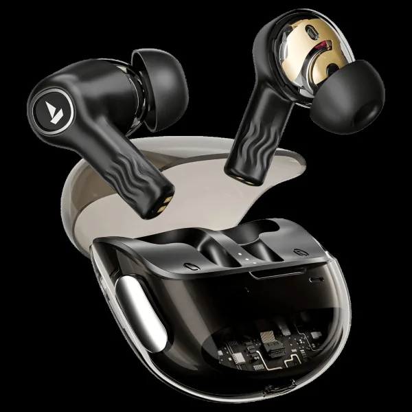 boAt Nirvana Crystl TWS Earbuds with Active Noise Cancellation (IPX4 Water Resistant, Adaptive EQ by Mimi, Quantum Black)