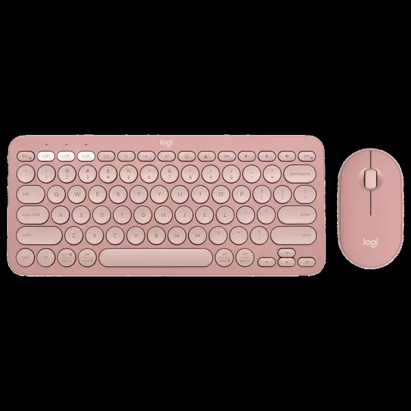 logitech Pebble 2 Wireless Keyboard and Mouse Combo (Silent Touch Technology, Tonal Rose)