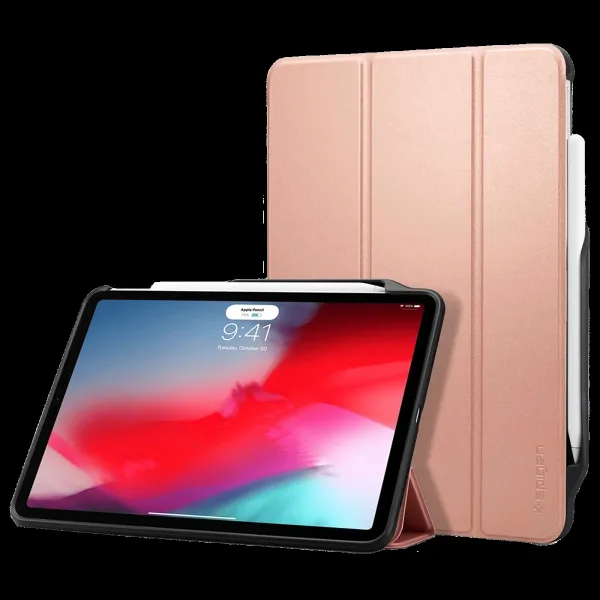 spigen Smart Fold 2 Polycarbonate TPU Flip Cover for Apple iPad Pro (Built-in Pen Slot, Rose Gold)